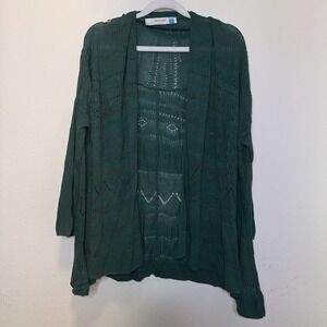 Anthropologie Sparrow Cardigan Green Open Knit Womens Size Small Goblincore